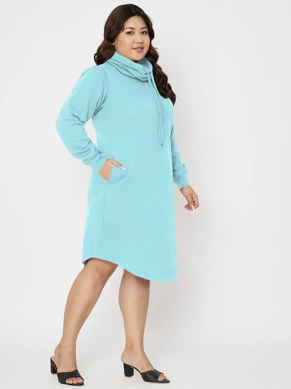 Plus_Size_Hooded_Cowl_Neck_Cuffed_Sleeves_Jumper_Dress