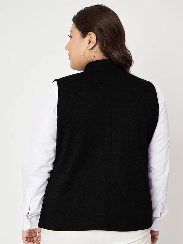 Plus_Size_Mock_Neck_Zip_Closure_Fleece_Tailored_Jacket