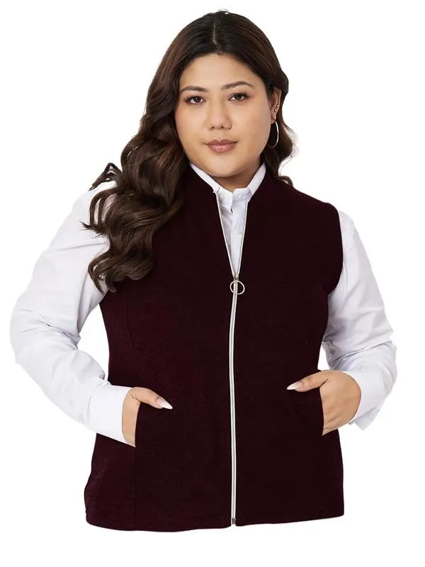 Plus_Size_Mock_Neck_Zip_Closure_Fleece_Tailored_Jacket