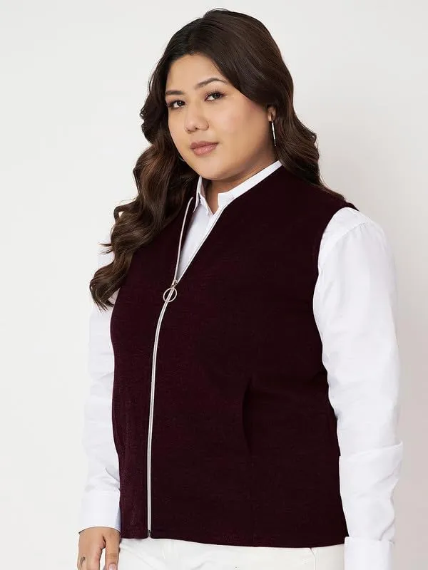 Plus_Size_Mock_Neck_Zip_Closure_Fleece_Tailored_Jacket