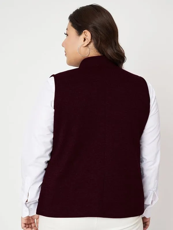 Plus_Size_Mock_Neck_Zip_Closure_Fleece_Tailored_Jacket