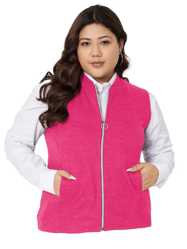 Plus_Size_Mock_Neck_Zip_Closure_Fleece_Tailored_Jacket