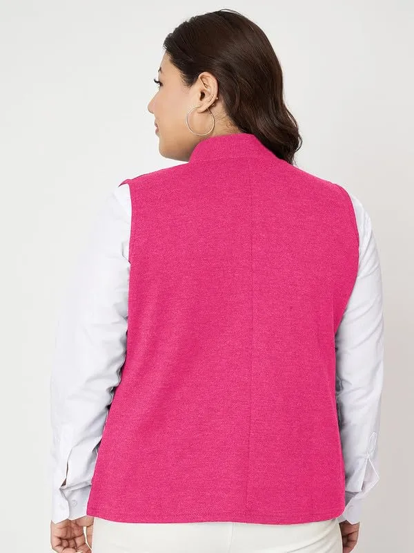 Plus_Size_Mock_Neck_Zip_Closure_Fleece_Tailored_Jacket