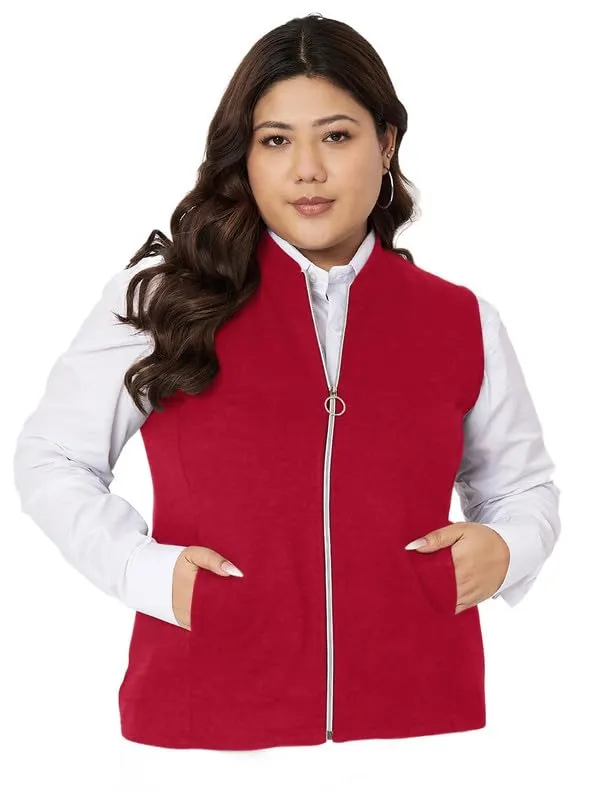 Plus_Size_Mock_Neck_Zip_Closure_Fleece_Tailored_Jacket