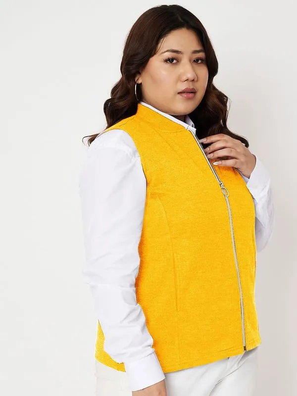 Plus_Size_Mock_Neck_Zip_Closure_Fleece_Tailored_Jacket