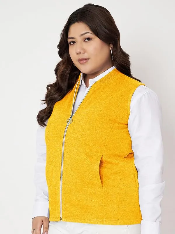 Plus_Size_Mock_Neck_Zip_Closure_Fleece_Tailored_Jacket