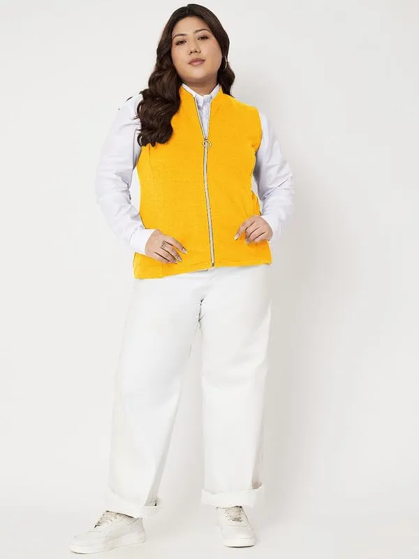 Plus_Size_Mock_Neck_Zip_Closure_Fleece_Tailored_Jacket