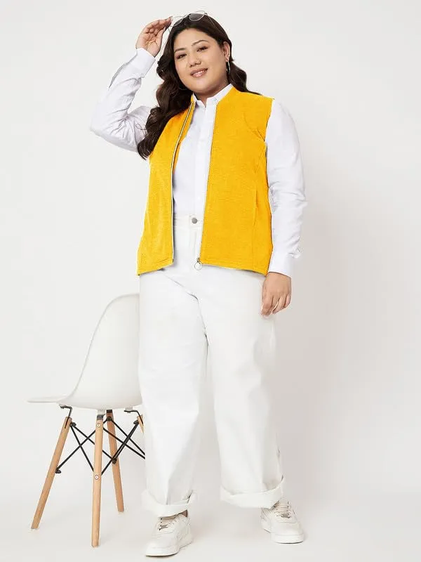 Plus_Size_Mock_Neck_Zip_Closure_Fleece_Tailored_Jacket