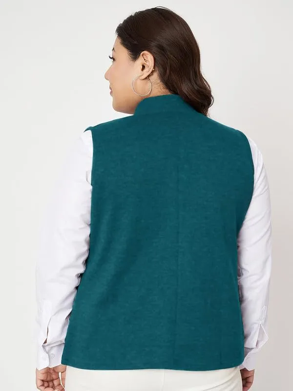Plus_Size_Mock_Neck_Zip_Closure_Fleece_Tailored_Jacket