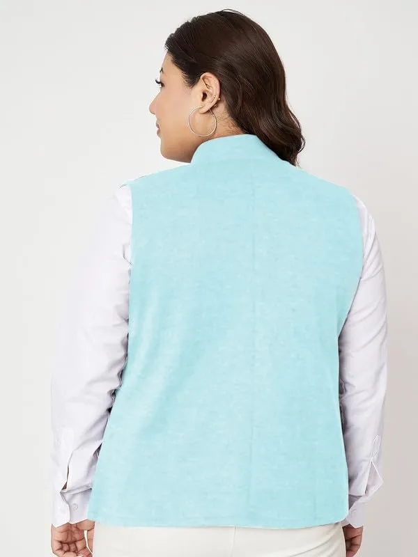 Plus_Size_Mock_Neck_Zip_Closure_Fleece_Tailored_Jacket