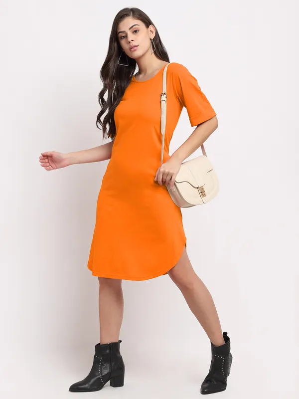 BRINNS_Purple_Solid_Pure_Cotton_A-Line_Midi_Dress