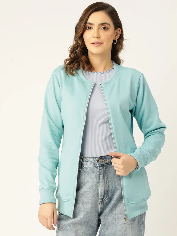 Collarless_Solid_Fleece_Casual_Bomber_Jacket