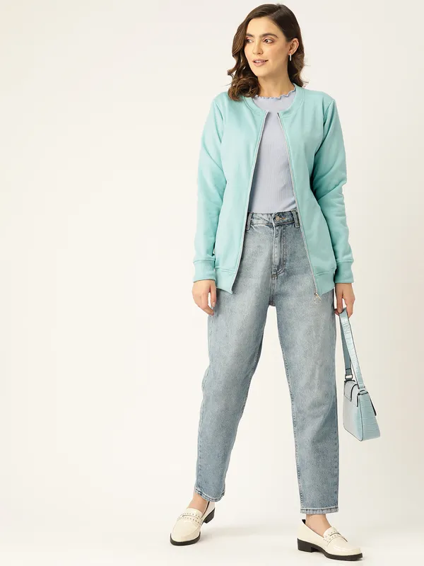Collarless_Solid_Fleece_Casual_Bomber_Jacket