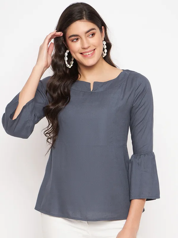 Grey_Rayon_Solid_Tops