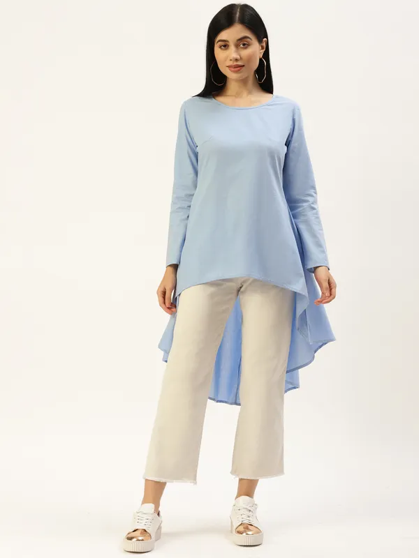 Skyblue_Cotton_Poplin_Tops_For_Women