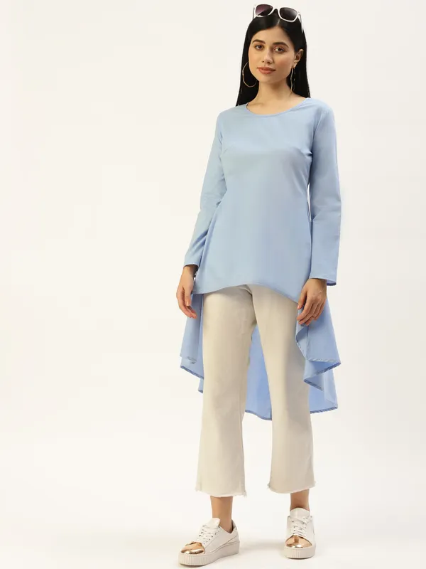 Skyblue_Cotton_Poplin_Tops_For_Women