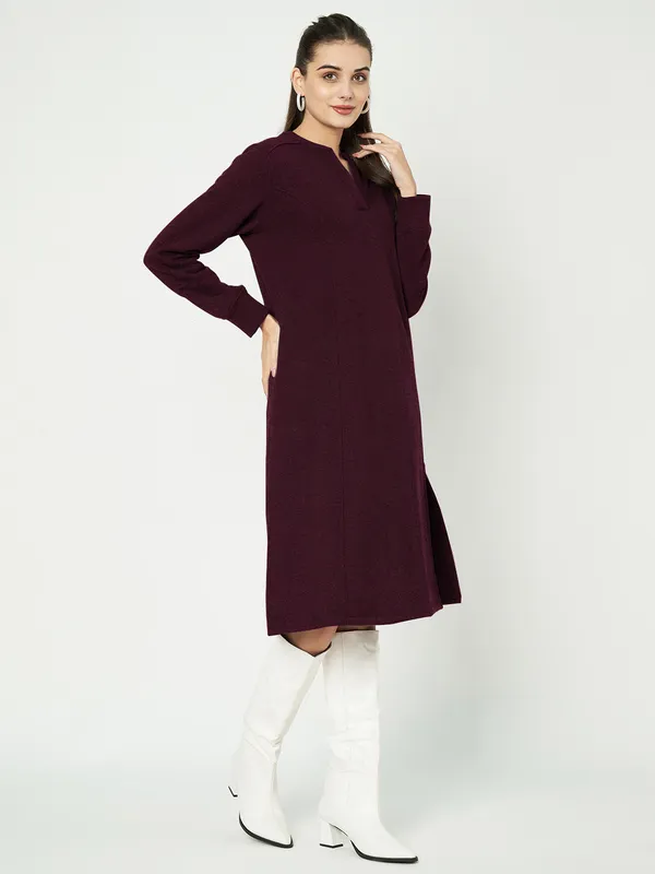 A-Line_Mandarin_Collar_Midi_Dress