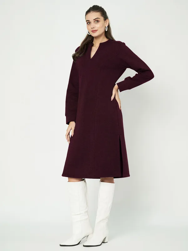 A-Line_Mandarin_Collar_Midi_Dress