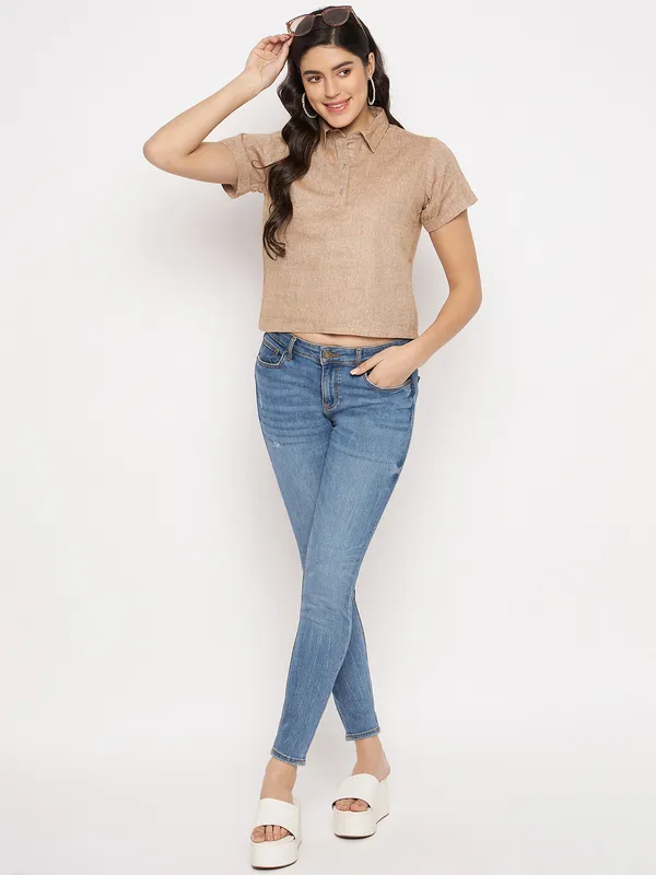 BRINNS_Women_Classic_Fit_Spread_Collar_Crop_Shirt