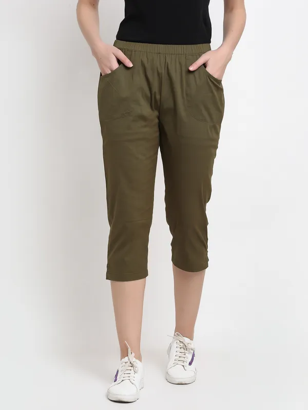Olive_COTTON_Poplin_Lycra_Capris