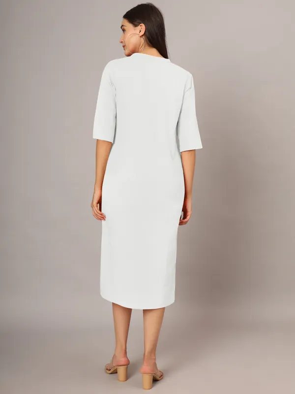 White_Cotton_Blend_Single_Jersey_Dresses