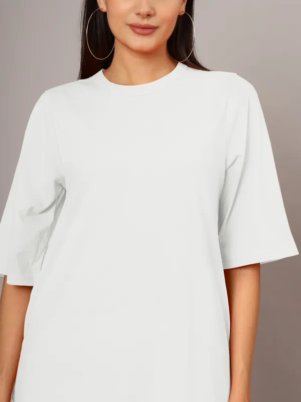 White_Cotton_Blend_Single_Jersey_Dresses