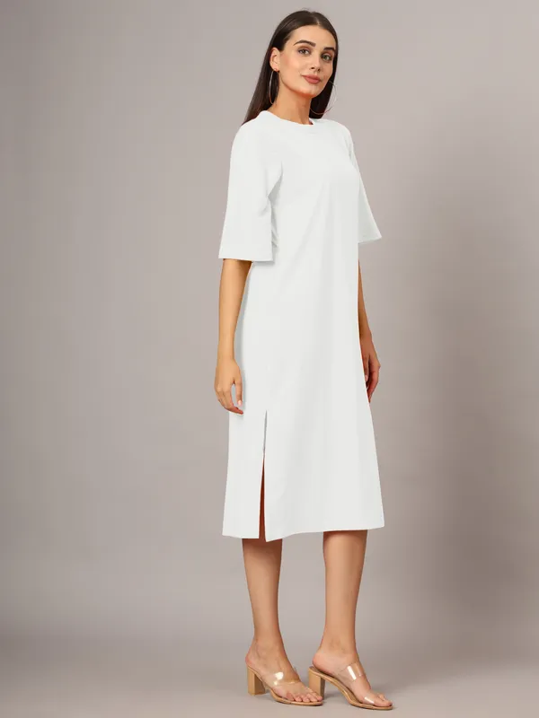 White_Cotton_Blend_Single_Jersey_Dresses