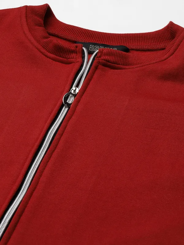 BRINNS_Women_Collarless_Solid_Fleece_Casual_Bomber_Jacket