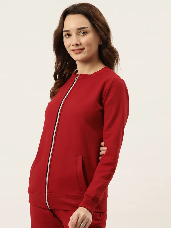 BRINNS_Women_Collarless_Solid_Fleece_Casual_Bomber_Jacket