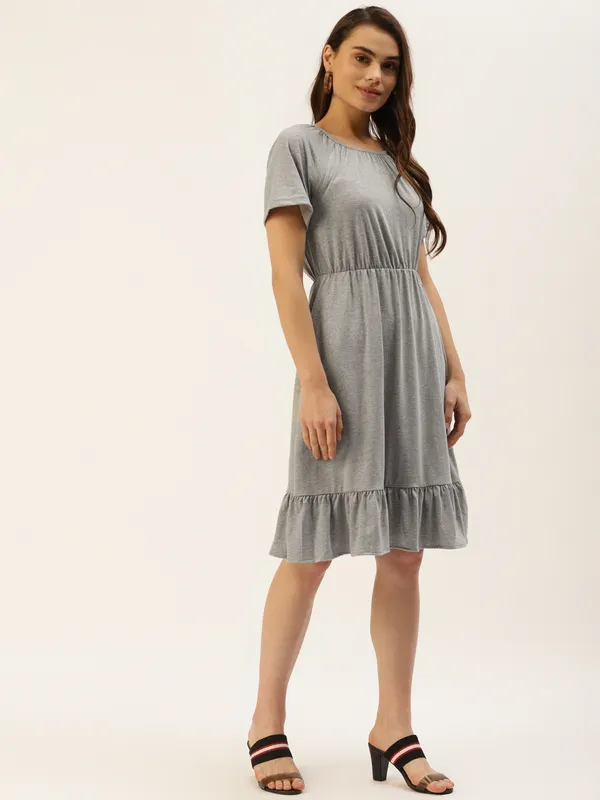 Greymelange_Cotton_Blend_Single_Jersey_Dresses_For_Women