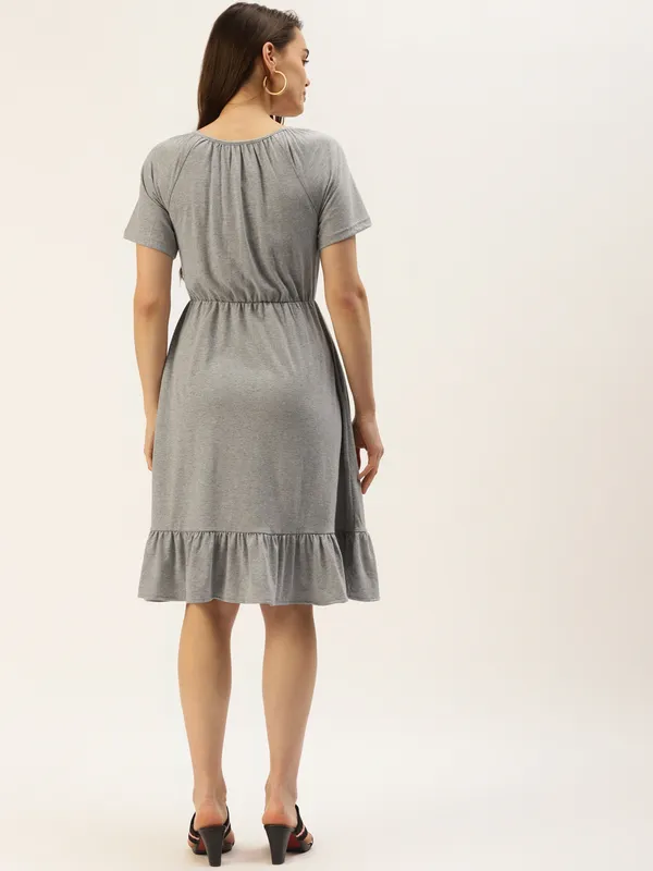 Greymelange_Cotton_Blend_Single_Jersey_Dresses_For_Women