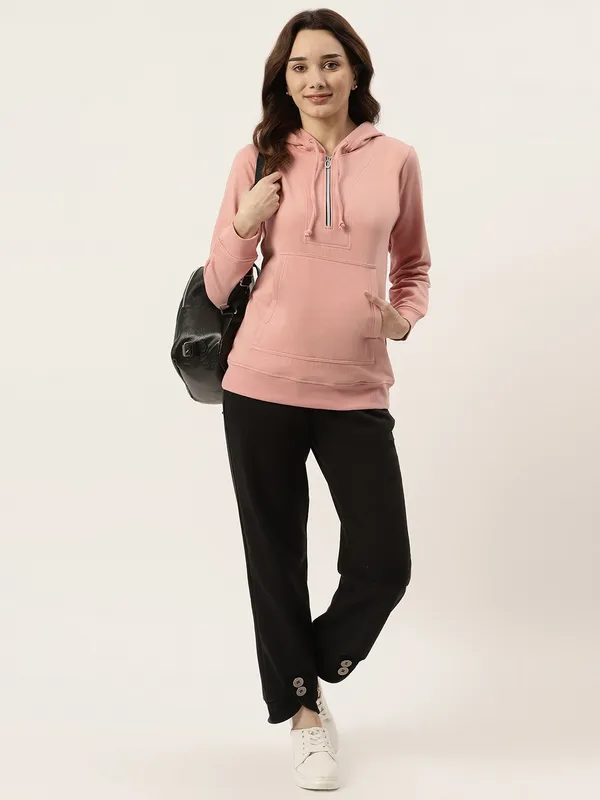 BRINNS_Women_Peach-Coloured_Hooded_Sweatshirt