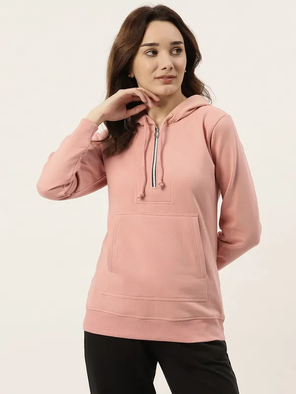 BRINNS_Women_Peach-Coloured_Hooded_Sweatshirt