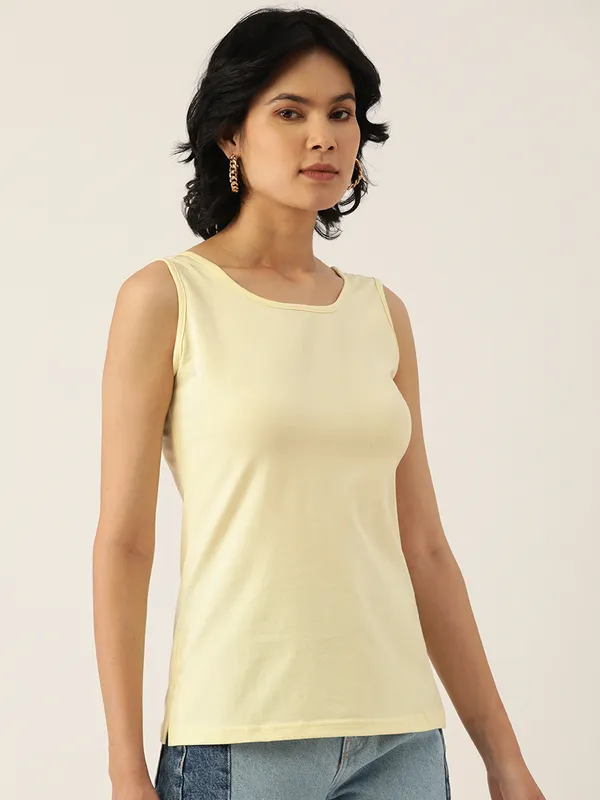 Cream_Cotton_Lycra_Camisoles