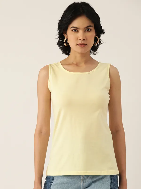 Cream_Cotton_Lycra_Camisoles