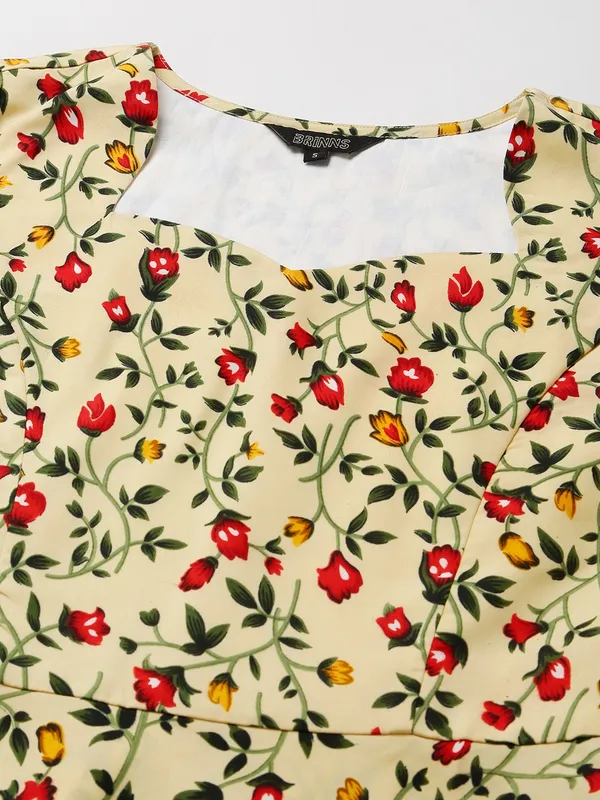 Beige_Polyester_Print_Dresses_For_Women