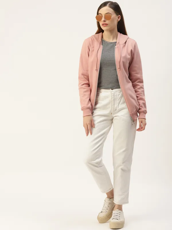 BRINNS_Women_Pink_Solid_Hooded_Sweatshirt