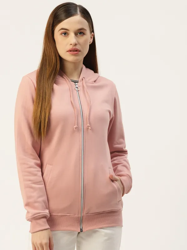 BRINNS_Women_Pink_Solid_Hooded_Sweatshirt