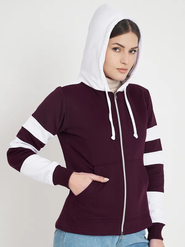 Teal_Blue_&_Burgundy_Striped_Fleece_Hooded_Sweat-shirt