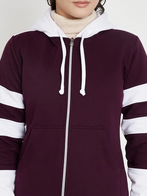 Teal_Blue_&_Burgundy_Striped_Fleece_Hooded_Sweat-shirt