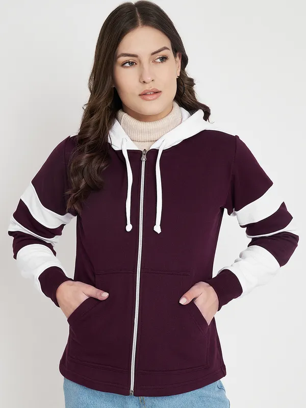 Teal_Blue_&_Burgundy_Striped_Fleece_Hooded_Sweat-shirt