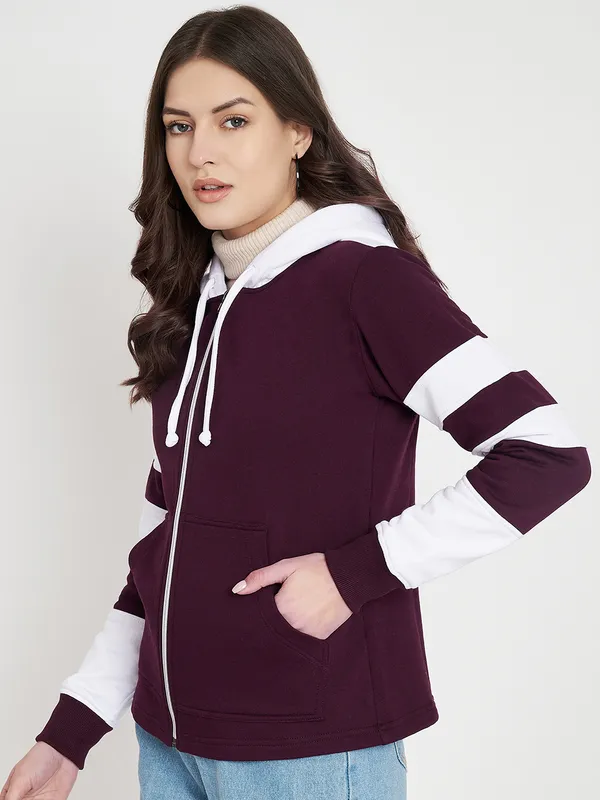 Teal_Blue_&_Burgundy_Striped_Fleece_Hooded_Sweat-shirt