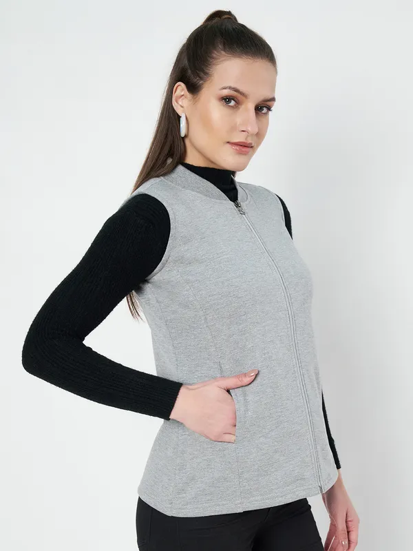 Plus_Size_Mock_Neck_Zip_Closure_Fleece_Tailored_Jacket