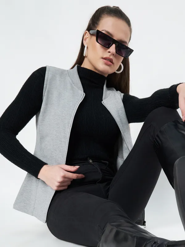Plus_Size_Mock_Neck_Zip_Closure_Fleece_Tailored_Jacket