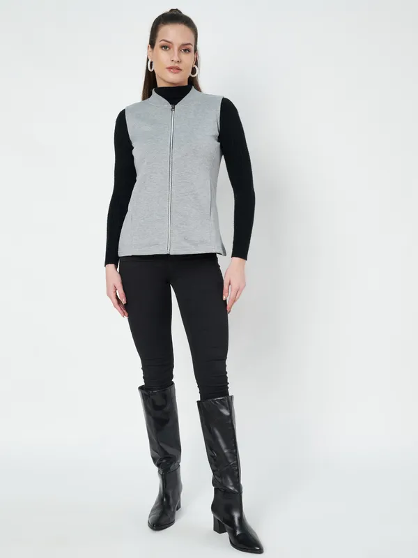 Plus_Size_Mock_Neck_Zip_Closure_Fleece_Tailored_Jacket