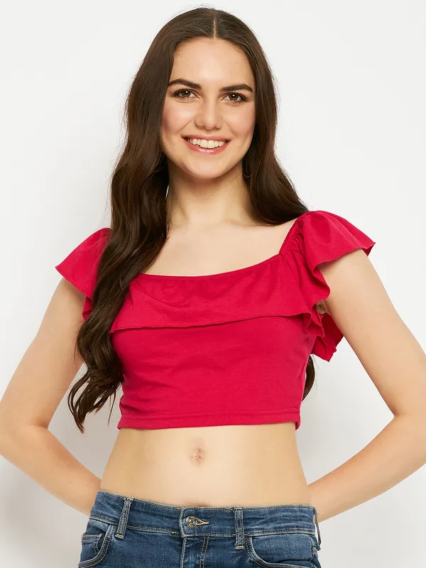 Magenta_Cotton_Blend_Single_Jersey_Tops