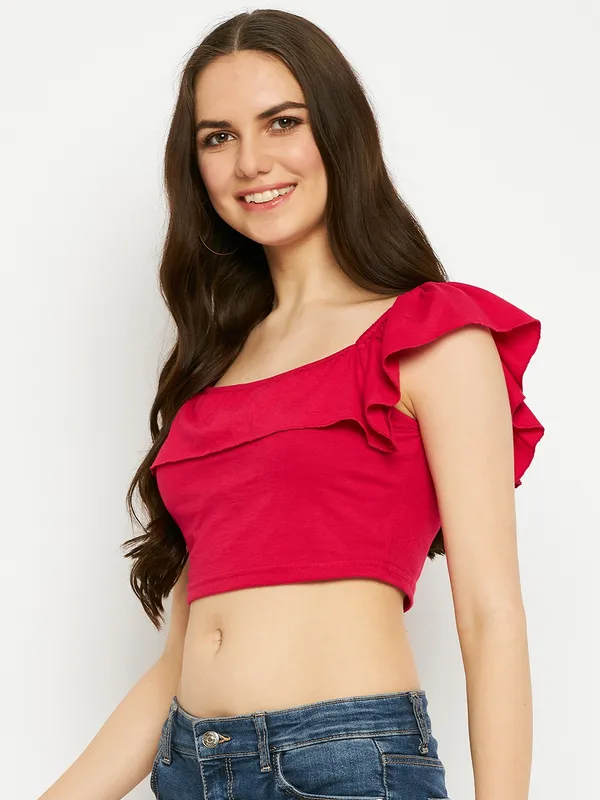 Magenta_Cotton_Blend_Single_Jersey_Tops
