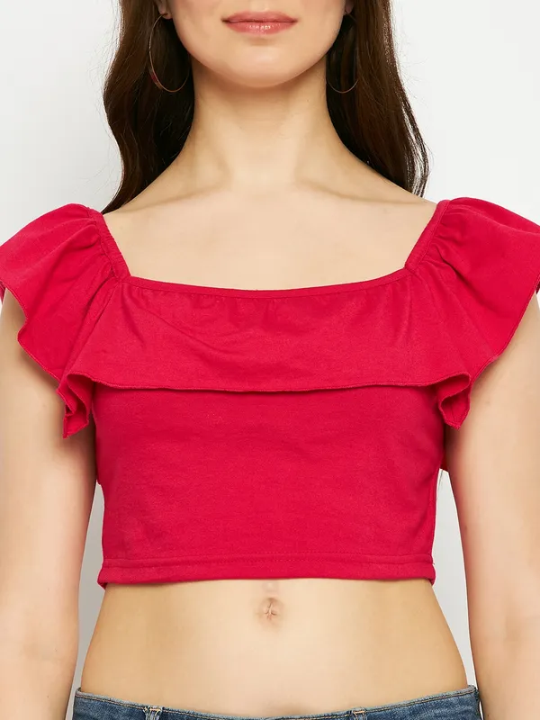Magenta_Cotton_Blend_Single_Jersey_Tops