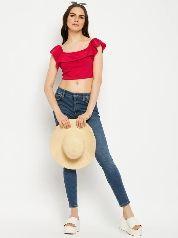 Magenta_Cotton_Blend_Single_Jersey_Tops