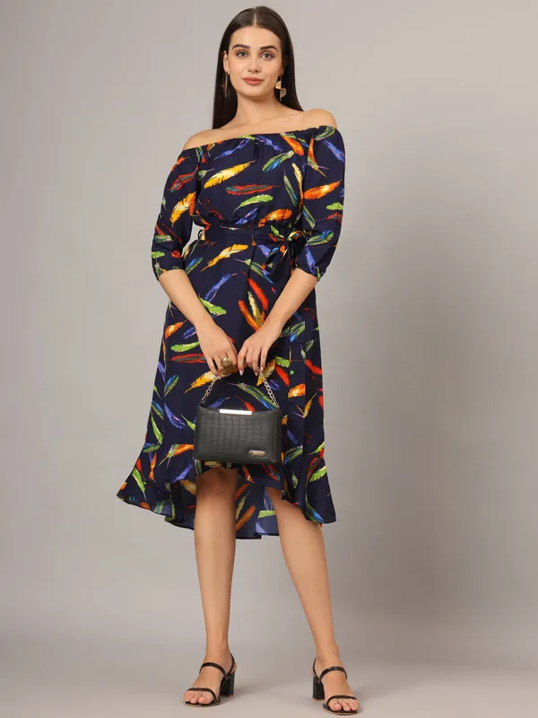 Multi_Print_Polyester_Print_Dresses